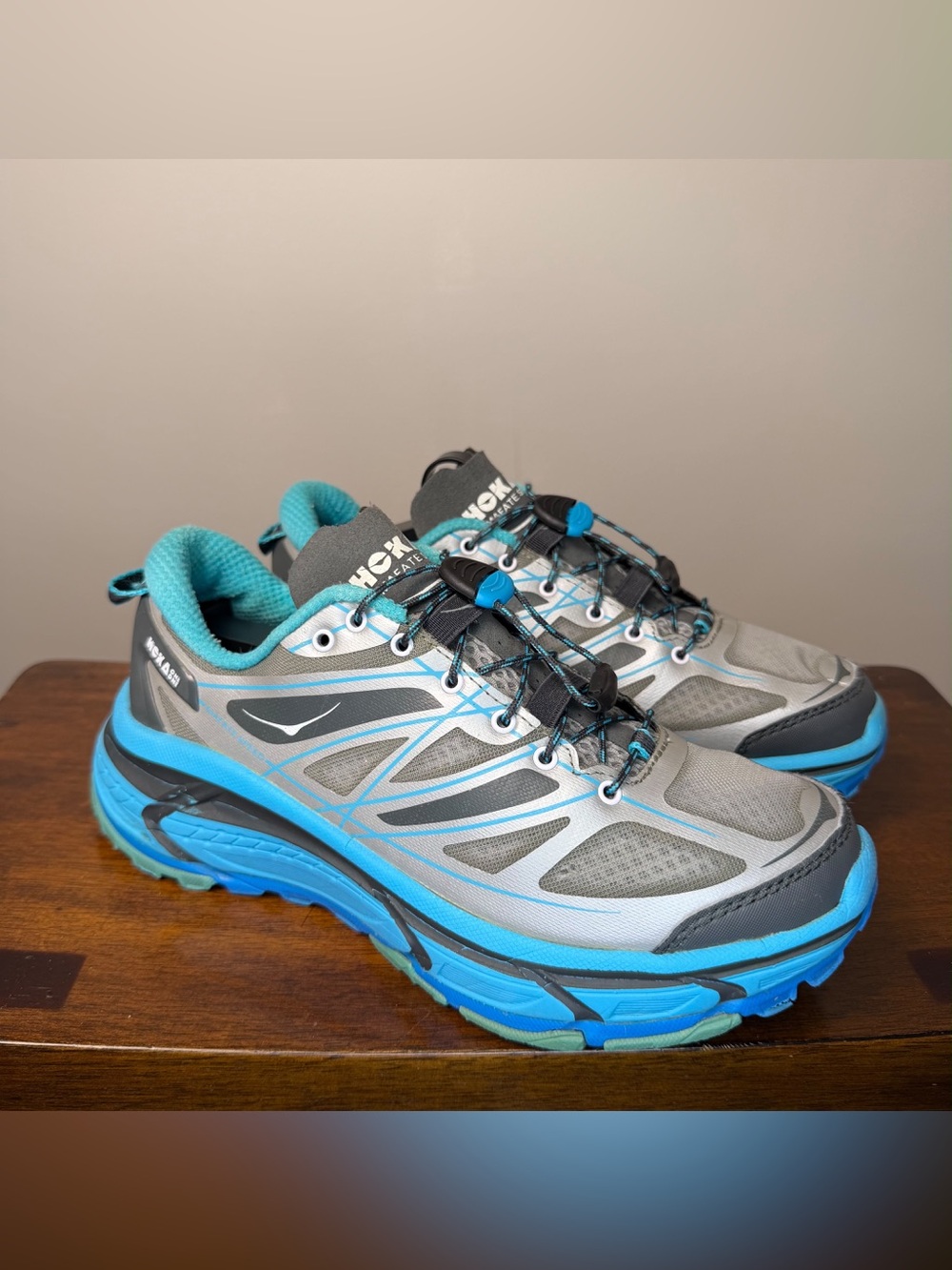Hoka One One Mafate Speed Women’s 7 Gray Blue Trail Running Shoes